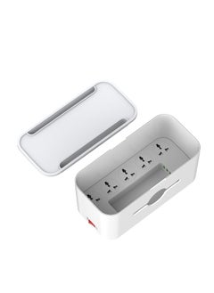 Excefore Extension Lead with USB Slots ,5 Outlets, 3 USB Ports Extension Lead with Overload Protection, 2M Power Strip Cable and Tidy Box in White  - Image 2