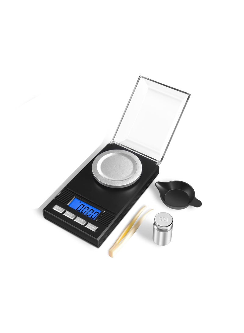 Milligram Scale 50g/0.001g, Portable Jewelry Scale .001 Gram Accuracy, Mg Scale, Powder Scale, Microgram Scale, Milligram Scale for Powder Medicine with Tray/Tweezers/Calibration Weight - Image 1