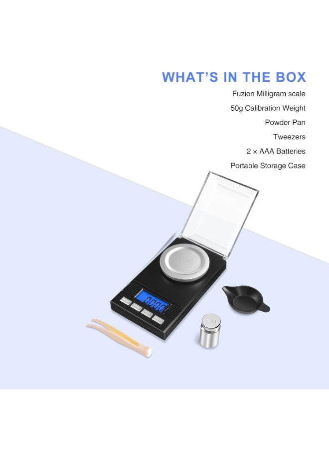 Milligram Scale 50g/0.001g, Portable Jewelry Scale .001 Gram Accuracy, Mg Scale, Powder Scale, Microgram Scale, Milligram Scale for Powder Medicine with Tray/Tweezers/Calibration Weight - Image 5