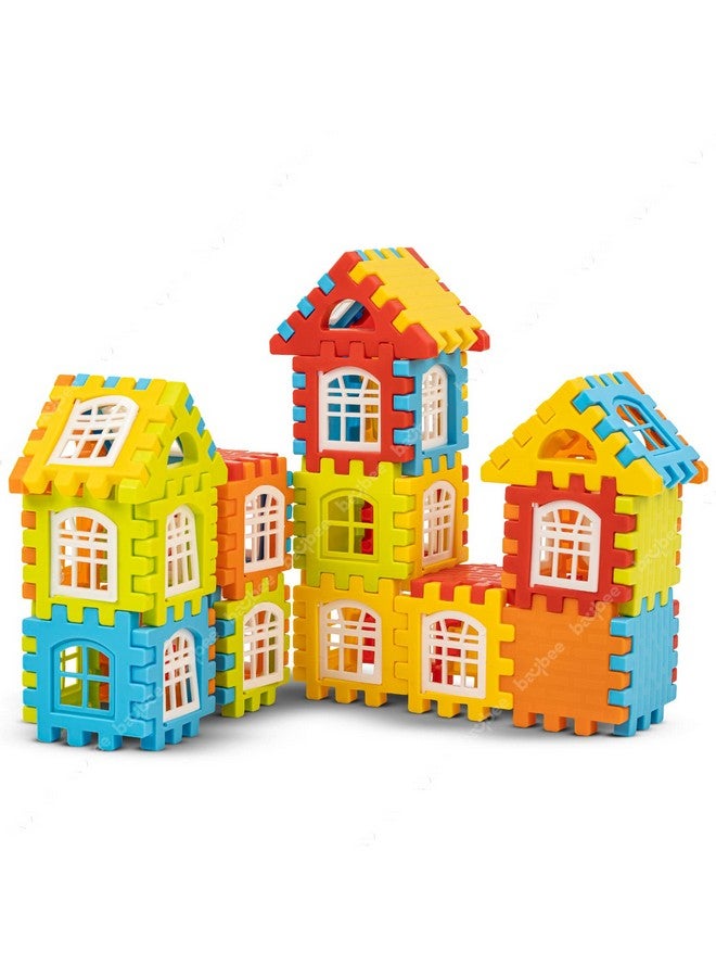 بيبي بايبي، 80 قطعة من مكعبات البناء البلاستيكية، منزل للأطفال، ألعاب مكعبات ألغاز، ألعاب تعليمية للتكديس | ألعاب مكعبات بناء للأطفال من سن 3 سنوات فما فوق (المهندس المعماري الصغير) - Image 1
