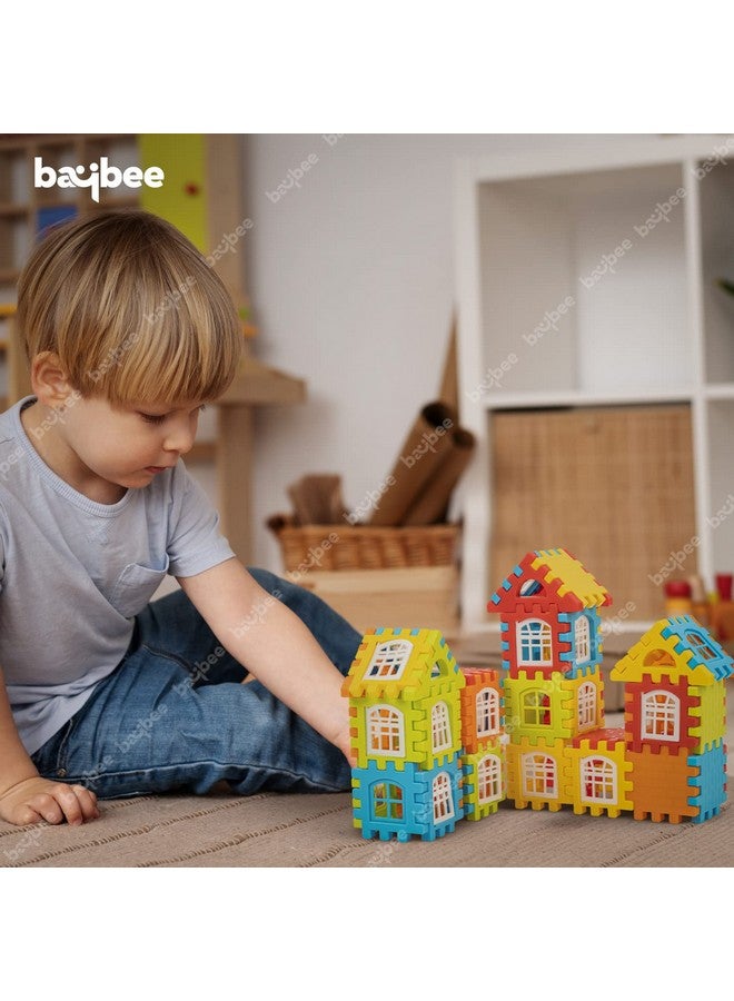 بيبي بايبي، 80 قطعة من مكعبات البناء البلاستيكية، منزل للأطفال، ألعاب مكعبات ألغاز، ألعاب تعليمية للتكديس | ألعاب مكعبات بناء للأطفال من سن 3 سنوات فما فوق (المهندس المعماري الصغير) - Image 3