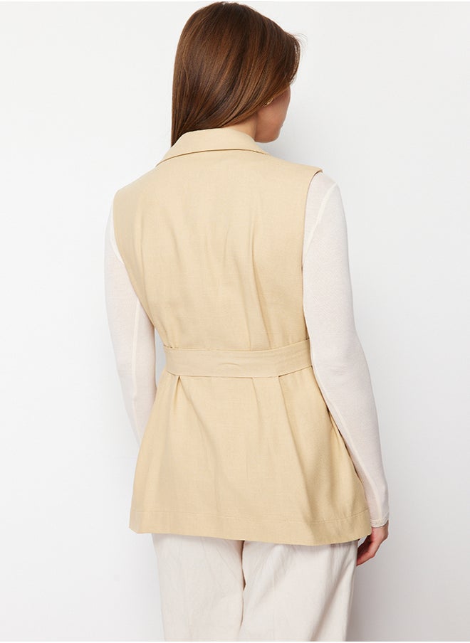 trendyol - Beige Finike Belt Detailed Woven Vest TCTSS24YL00008 - Image 1