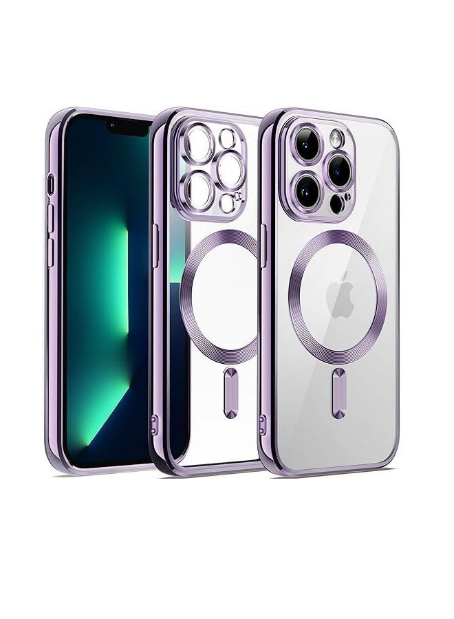 ten.tech Transparent Magnetic Protection Cover Compatible with MagSafe for iPhone 12 Pro Max Mobile Phone, Anti-Shock and Anti-Scratches, and Camera Lens Protector (purple) by Tin Tech  - Image 1