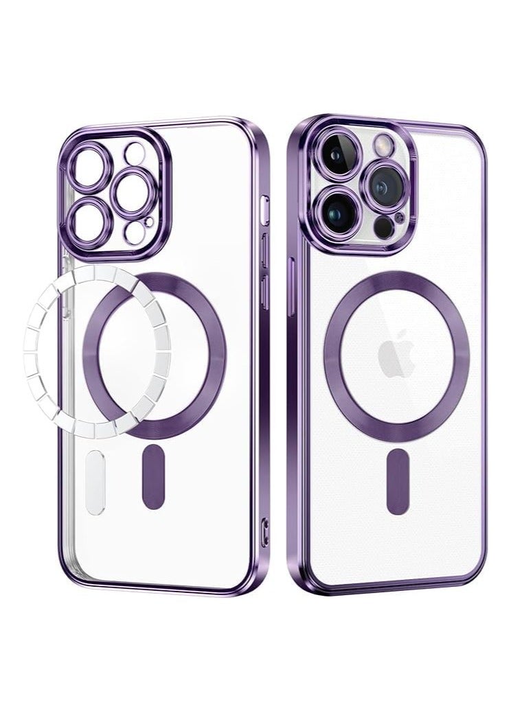 ten.tech Transparent Magnetic Protection Cover Compatible with MagSafe for iPhone 12 Pro Max Mobile Phone, Anti-Shock and Anti-Scratches, and Camera Lens Protector (purple) by Tin Tech  - Image 2