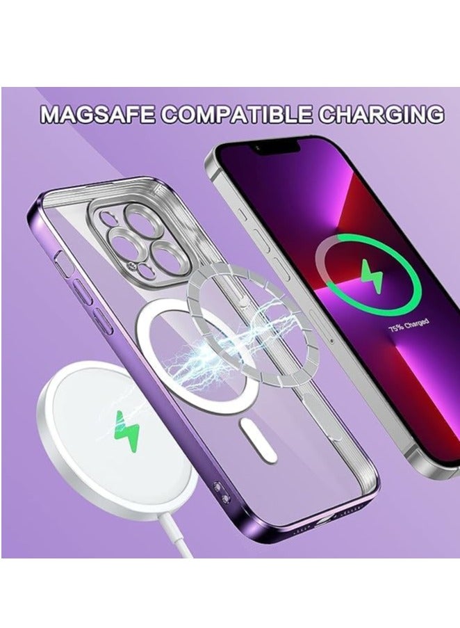 ten.tech Transparent Magnetic Protection Cover Compatible with MagSafe for iPhone 12 Pro Max Mobile Phone, Anti-Shock and Anti-Scratches, and Camera Lens Protector (purple) by Tin Tech  - Image 3