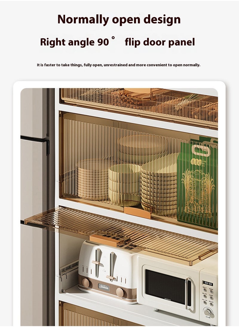 Organization Cabinet Foldable Plastic Storage Drawer, Storage Box with Bamboo Board, Plastic Organizing Cupboard 58*35*93.5cm