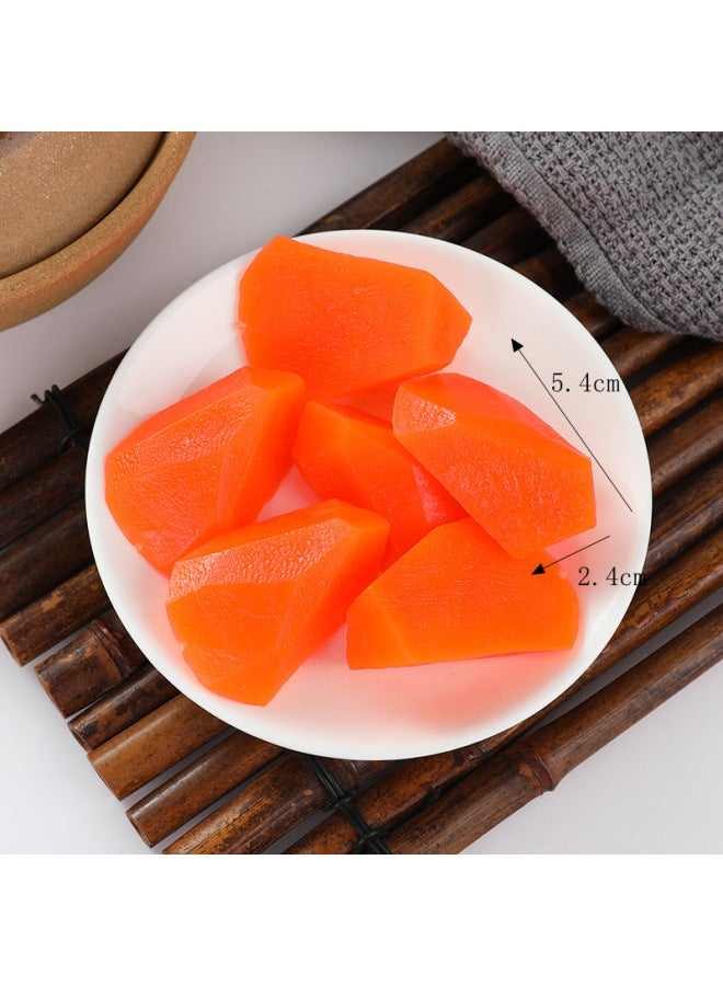 Simulation Hot Pot Ingredients Model Lotus Root Slices Broccoli Kelp Shanghai Green Potato Pieces Carrot Pieces Mushroom Corn-Color:Carrot Block-Specifications:Model  - Image 1