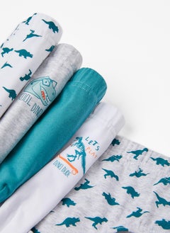 زيبي 5-Pack Cotton Briefs for Boys 'Dinosaurs', Green/Grey/White  - Image 3