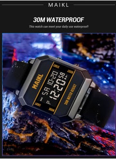 MAIKL Watch for Men Waterproof Analog+Digital Stainless Case Steel Wrist Watch Black 41mm  - Image 4