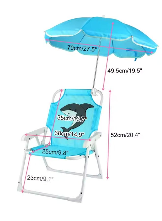 Outdoor.Market Kids' Foldable Beach & Camping Chair with Adjustable Umbrella – Lightweight, Portable Outdoor Seat for Sun Protection - Image 2