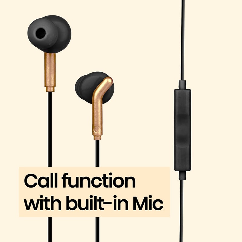 ZEBRONICS سماعات أذن سلكية برو 3.5 مم، ميكروفون مدمج، صوت عميق، كابل قوي وطويل 1.2 م، خفيف الوزن، متوافق مع الهاتف المحمول | التابلت | اللابتوب (أسود + ذهبي) - Image 5