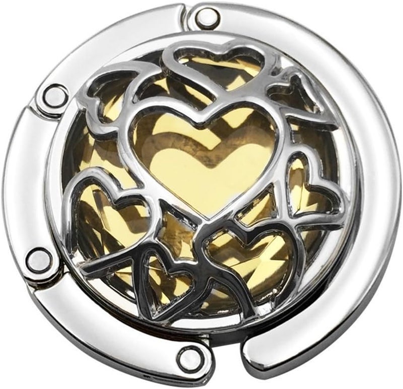 Grtdrm Multiple Hearts Style Premium Foldable Handbag Bag Purse Hanger Table Hook Holder (Tawny) - Image 1