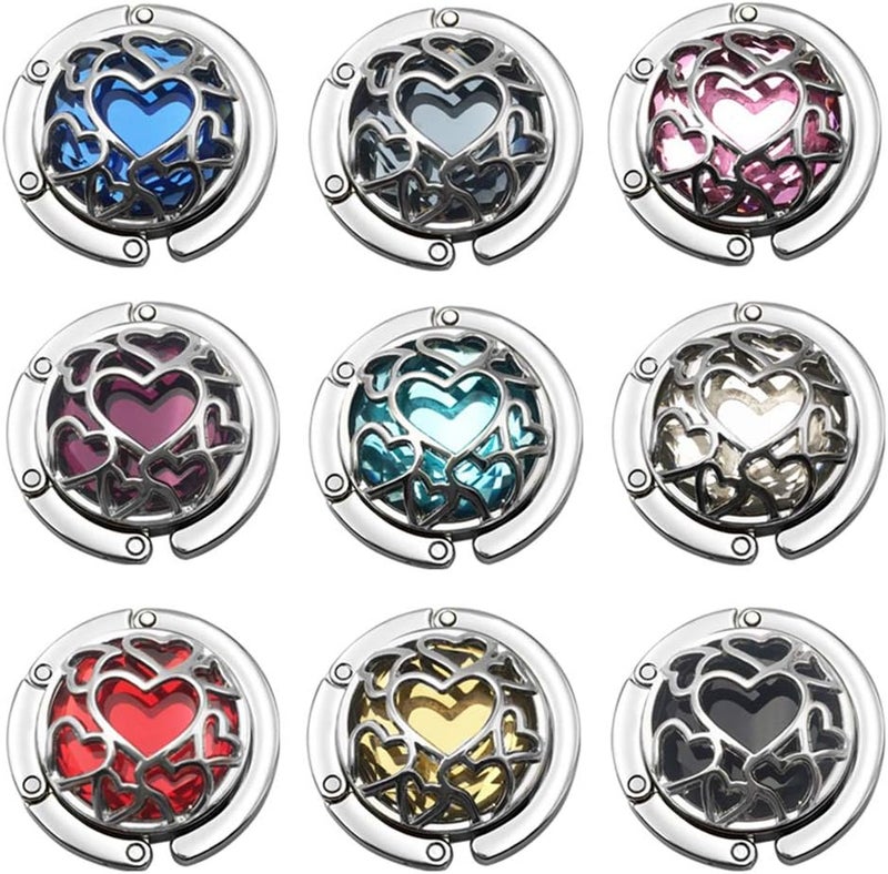Grtdrm Multiple Hearts Style Premium Foldable Handbag Bag Purse Hanger Table Hook Holder (Tawny) - Image 3