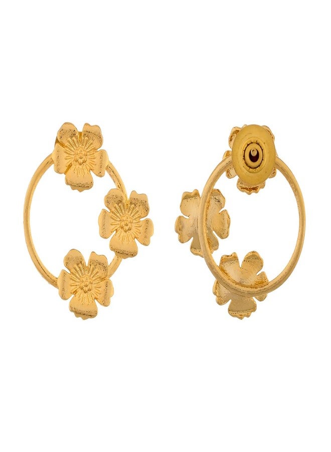 Voylla Hawaii Hibiscus Stud Earrings For Women Anti Tarnish Floral Boho Vacation Travel Tropical Everyday Wear Designer Stud Earrings Gift For Women - Image 5