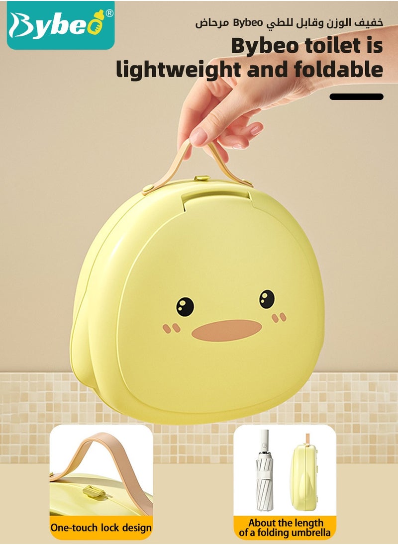 Bybeo Portable Baby Potty Seat, Kids Training Toilet Chair, Folding Children Travel Potty, Baby Potty Training Seat for Travel, Car Camping, with 20pcs Clean Bag and a Storage Bag, Cute Duck Shape  - Image 4