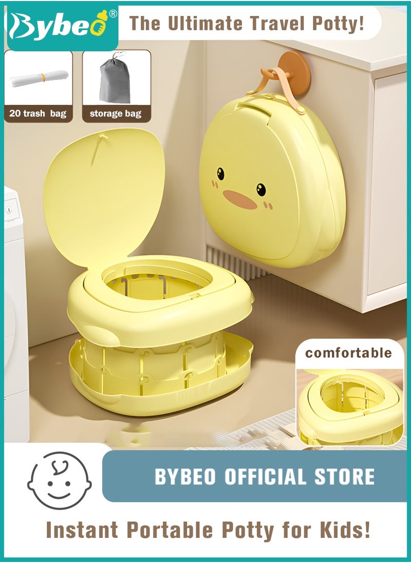 Bybeo Portable Baby Potty Seat, Kids Training Toilet Chair, Folding Children Travel Potty, Baby Potty Training Seat for Travel, Car Camping, with 20pcs Clean Bag and a Storage Bag, Cute Duck Shape  - Image 1