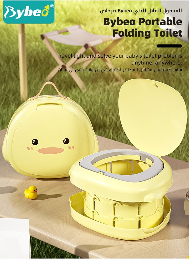 Bybeo Portable Baby Potty Seat, Kids Training Toilet Chair, Folding Children Travel Potty, Baby Potty Training Seat for Travel, Car Camping, with 20pcs Clean Bag and a Storage Bag, Cute Duck Shape  - Image 2