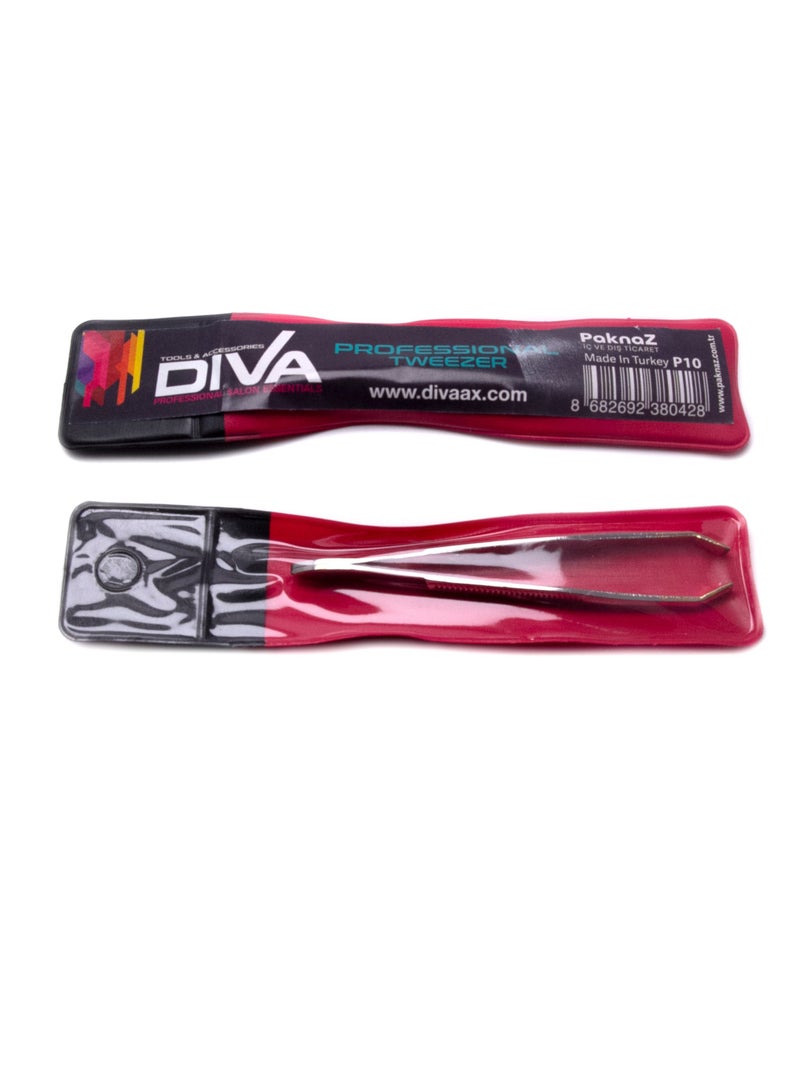 Diva Stainless Steel Tweezer P10 - Precision Grooming Tool for Effortless Hair Removal and Eyebrow Shaping