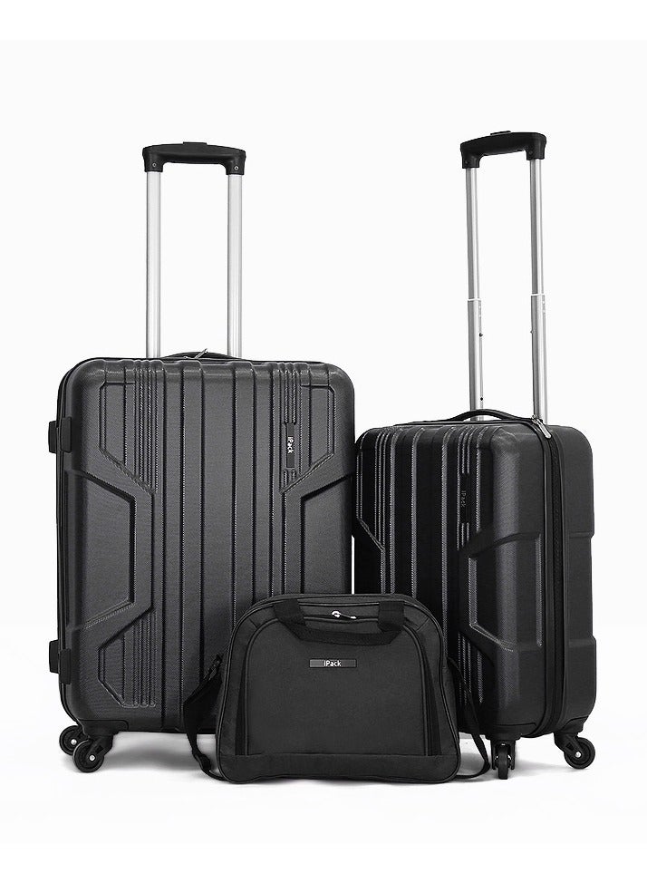 iPack 2-piece set hardside trolley set -24ich-20inch+12 inch Shoulder Bag-black - Image 1