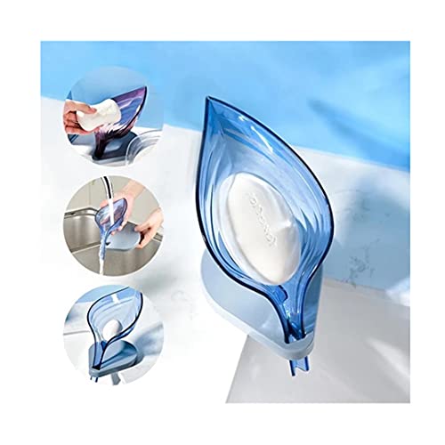 Sulfar Leaf Shape Soap Box Self Draining Bathroom Soap Holder (Multicolor) - Image 2