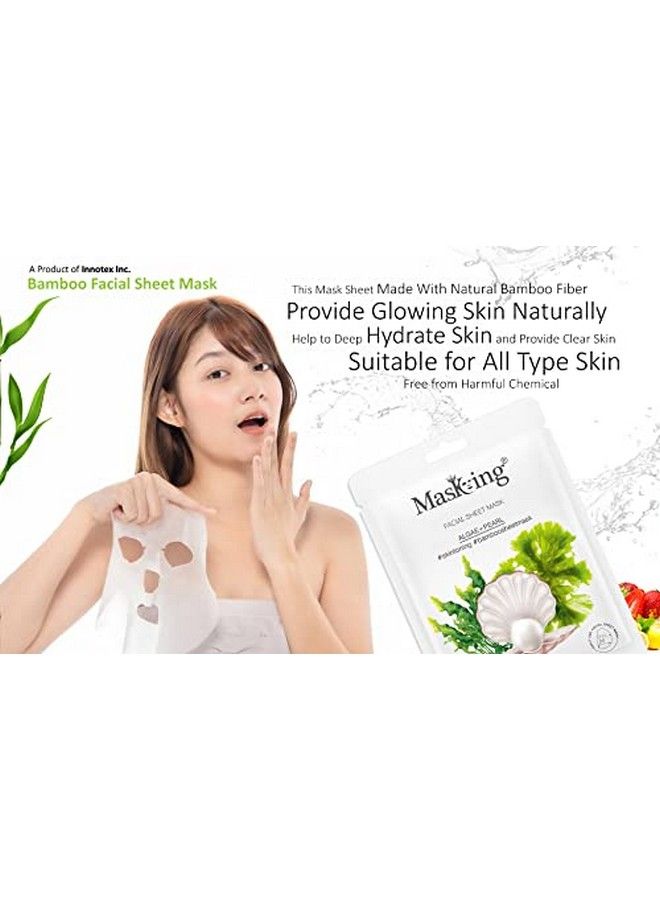 MASKING Bamboo Facial Sheet Mask Of Algae & Pearl For Skin Toning Ideal For Women & Men 20Ml Each (Pack Of 5) - Image 5