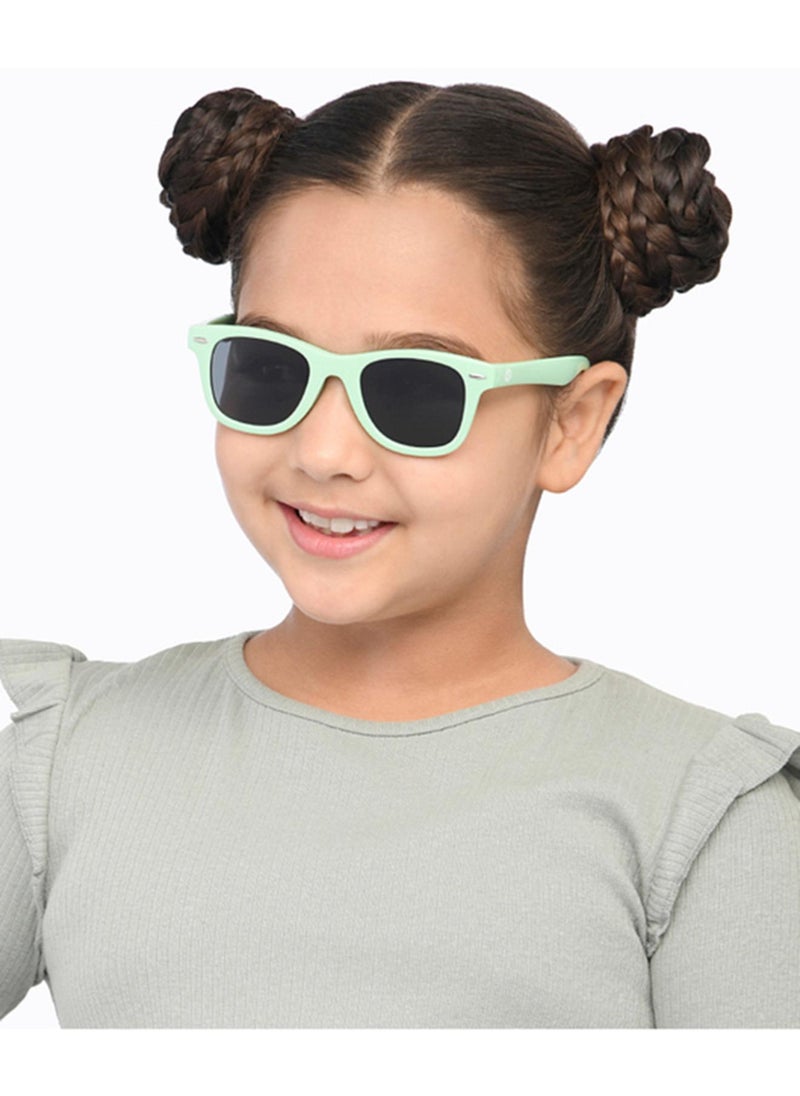 Hooper - Hooper By Lenskart | Green Grey Full Rim Square Latest and Stylish Kids Sunglasses | Polarized and 100% UV Protected | For Boys & Girls (Age 5-8 yrs) | HP S15814M - Image 1