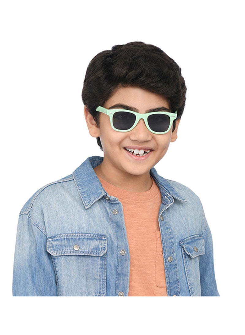 Hooper - Hooper By Lenskart | Green Grey Full Rim Square Latest and Stylish Kids Sunglasses | Polarized and 100% UV Protected | For Boys & Girls (Age 5-8 yrs) | HP S15814M - Image 1