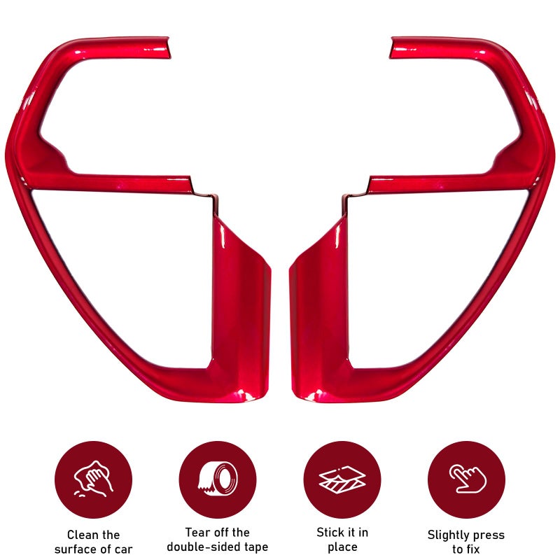 BORUIEN for Toyota Tacoma 2024 2025 and 4Runner 2025 Interior Accessories Center Console ABS Dashboard Cover Decor StylingTrim (Dark Red, Steering Decor) - Image 2