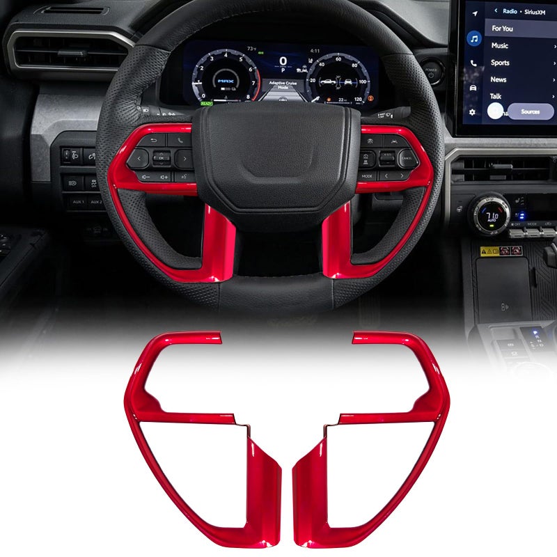 BORUIEN for Toyota Tacoma 2024 2025 and 4Runner 2025 Interior Accessories Center Console ABS Dashboard Cover Decor StylingTrim (Dark Red, Steering Decor) - Image 1