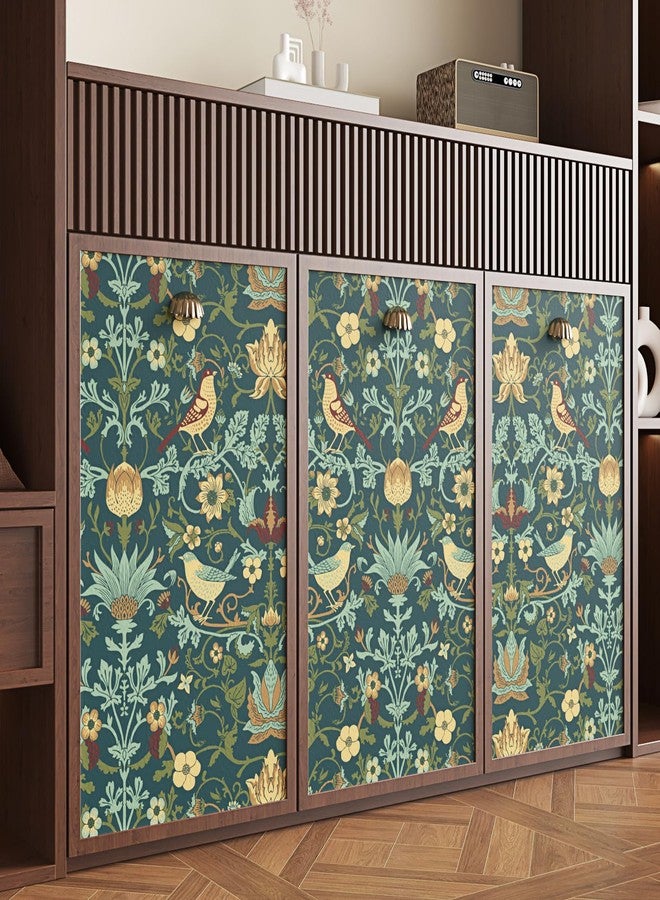 WESTICK ورق حائط ويليام موريس بتصميم طيور بوهو عتيق، قابل للتقشير واللصق، بتصميم فن الآرت نوفو، ورق حائط نباتي ذاتي اللصق، مناسب لغرفة النوم وغرفة المعيشة، مقاس 17.5×102 بوصة - Image 4