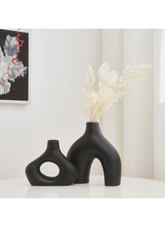 ba9ma Ba9ma Donut Vase, Set of 2 - Simple Decor, Porcelain Hollow Donut Vase, Table Centerpiece, Olive Plant, Wedding, Living Room, Bookshelf, Office, Modern Home,  - Image 1