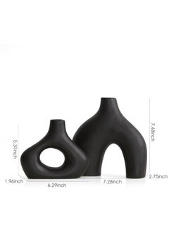 ba9ma Ba9ma Donut Vase, Set of 2 - Simple Decor, Porcelain Hollow Donut Vase, Table Centerpiece, Olive Plant, Wedding, Living Room, Bookshelf, Office, Modern Home,  - Image 2