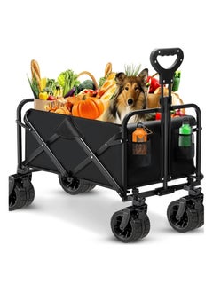 HOPHOP 150 kg Collapsible Folding Wagon,Portable Large Wagon Trolley cart, Bearing Large Capacity Beach Garden Shopping Carts & Stroller Wagon, Utility Adjustable Handle Outdoor Camping with Big Wheels  - Image 1