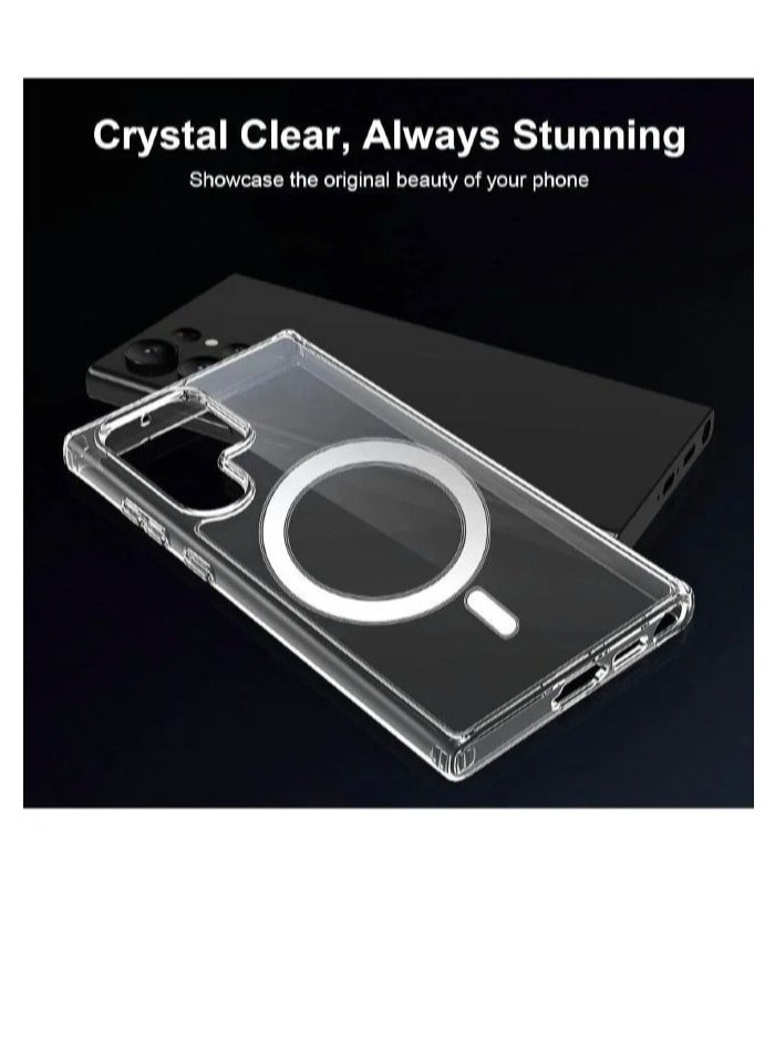 ARMOR - Samsung Galaxy S24 Ultra Case Cover Support Magsafe Charger Charging Thin Shockproof and Transparent Non-yellow Case Clear - Image 1