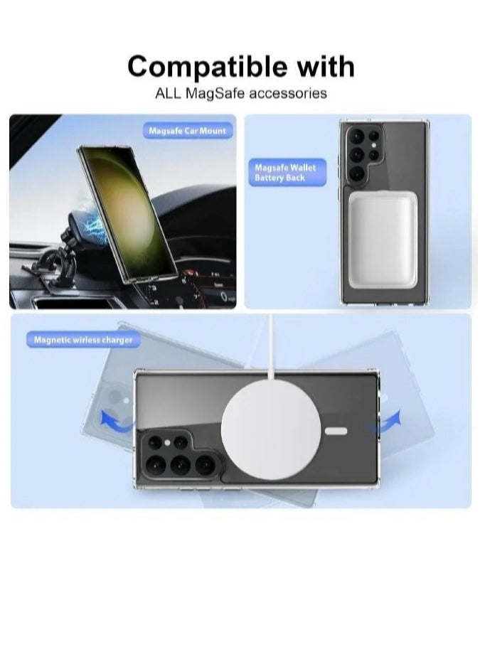 ARMOR - Samsung Galaxy S24 Ultra Case Cover Support Magsafe Charger Charging Thin Shockproof and Transparent Non-yellow Case Clear - Image 1