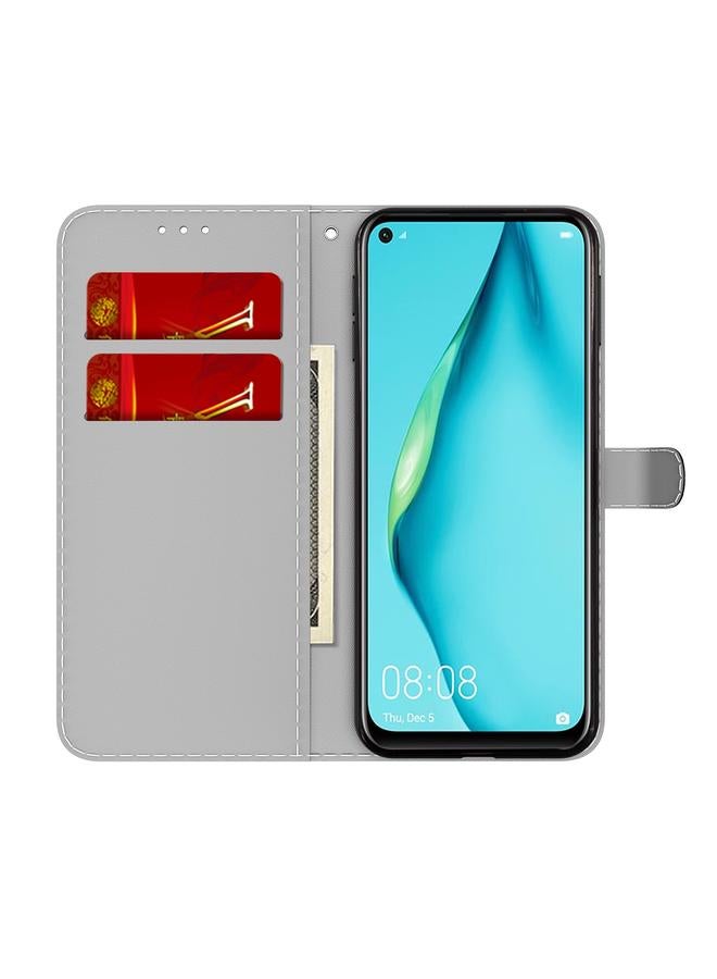 زبون جراب لهاتف Huawei P40 Lite بنمط ضباب سحابي، جراب جلدي قلاب أفقي مع حامل وفتحة بطاقة ومحفظة - Image 4