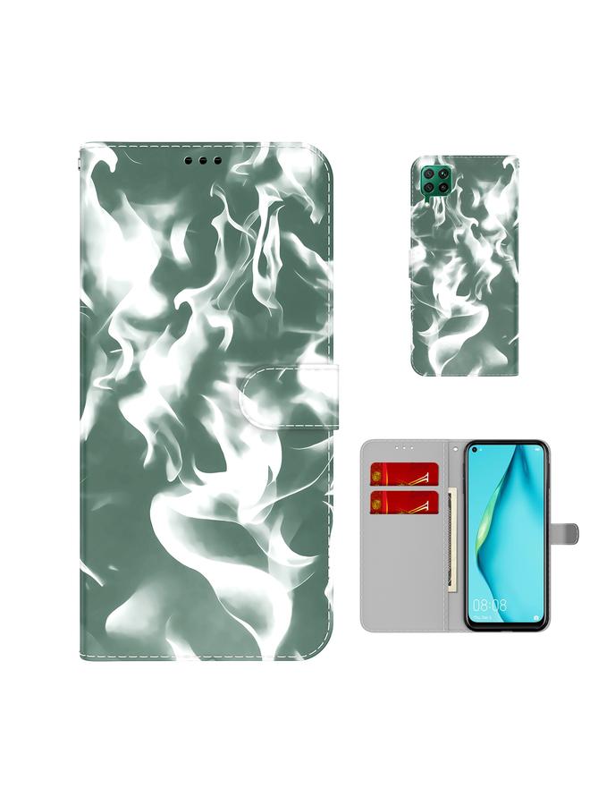 زبون جراب لهاتف Huawei P40 Lite بنمط ضباب سحابي، جراب جلدي قلاب أفقي مع حامل وفتحة بطاقة ومحفظة - Image 1