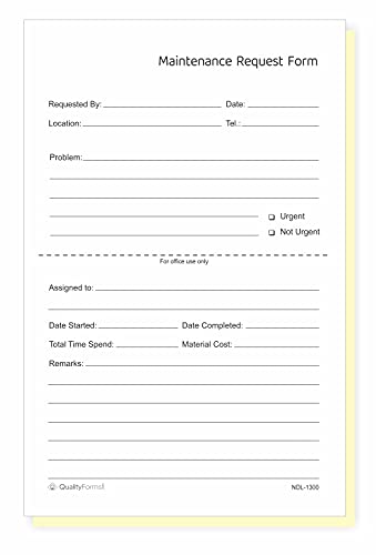 NextDayLabels - Maintenance Request Forms, 2 Part NCR Carbonless, 5-1/2" x 8-1/2" - 100 Sets - Made in The USA - Image 1