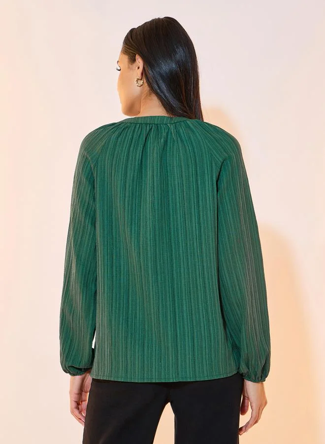 Take Two Striped V Neck Long Sleeve Shirt