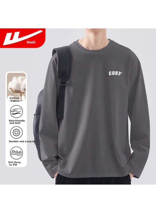 Warrior Men's Long Sleeve Cotton Round Neck T-shirt Spring And Autumn Comfortable Basic Shirt Men's Outdoor Top 2891 - Image 1