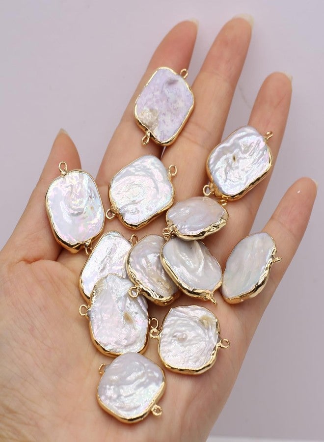 LE SKY 10 Pcs Natural Pearl Connectors Irregular Shape Cultured Freshwater Pearl Charms for Jewelry Making Gift Decoration - Image 3