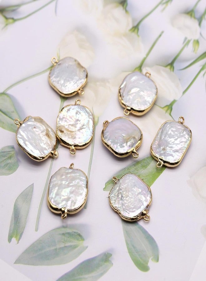 LE SKY 10 Pcs Natural Pearl Connectors Irregular Shape Cultured Freshwater Pearl Charms for Jewelry Making Gift Decoration - Image 5