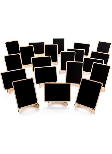 20 Pack Mini Chalkboard Signs with Easels, Table Numbers and Labels for Parties and Events