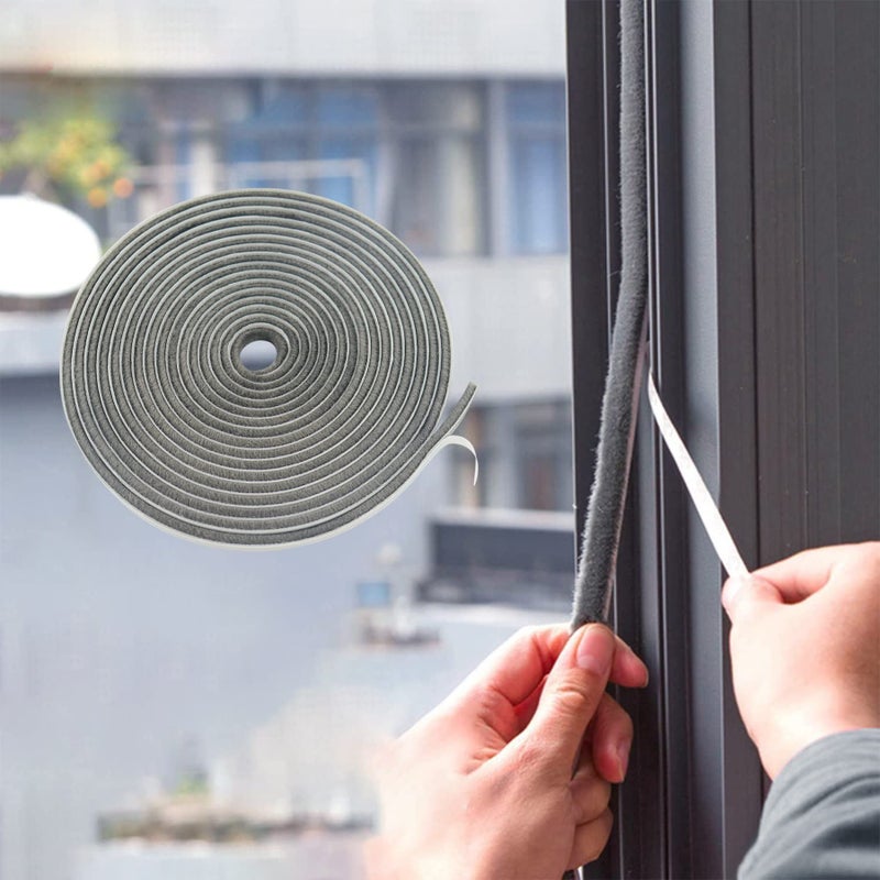 Bruiefpap 394FT Weather Stripping for Doors and Windows SelfAdhesive Window Insulation for Winter Weatherstrip for Draft Stopper Soundproofing Dustproof 035 Wide x 02 Thick Grey