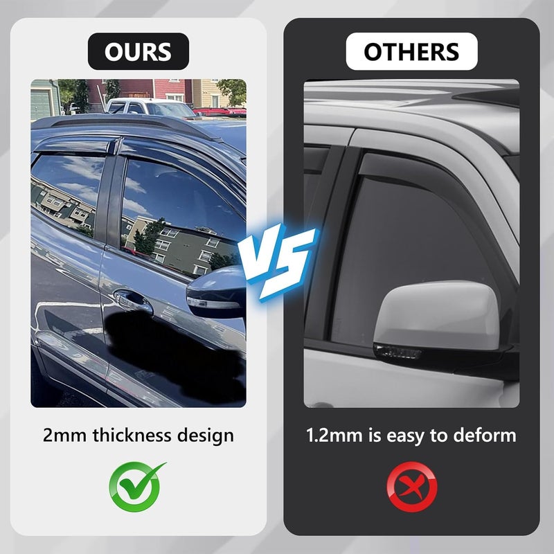 TECHPICCO Tape-On Rain Guards for Ford Ranger 2024 2025 - Side Window Deflectors - Image 3