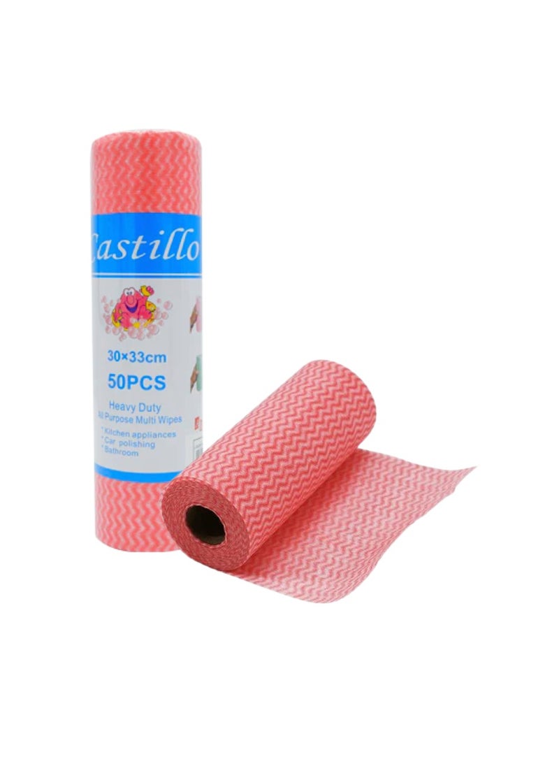 YASHTECH J Cloth Red, Soft And Durable, Absorbent, Quick-Drying, Reusable Cleaning Cloths for Kitchens, Bathrooms & General Areas, 4 Rolls  - Image 1