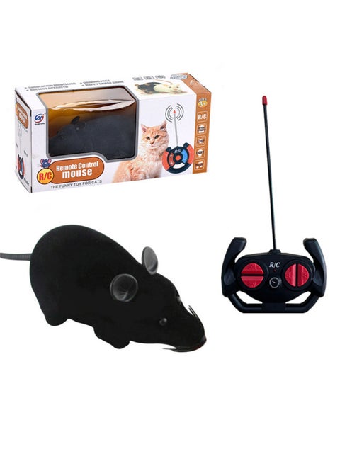 Interactive Electric Pet Toy Mouse Remote Control Four-way Control Plush Simulation Infrared Shake Furry Surface-Color:4 Channel-Boxed Black