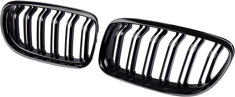 DOCAS Front Bumper Kidney Grille, Pair Gloss Black Grill Double Line Compatible with 2009-2011 BMW E90 328i 318i 320i 323i 325i 330i 335i - Image 1