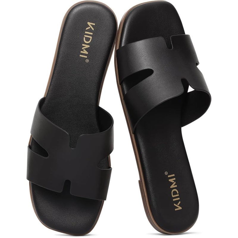 KIDMI Women's Dressy Flat Sandals, Comfortable Slip On Summer Slides, Fashion Open Toe Casual Sandals - Image 1