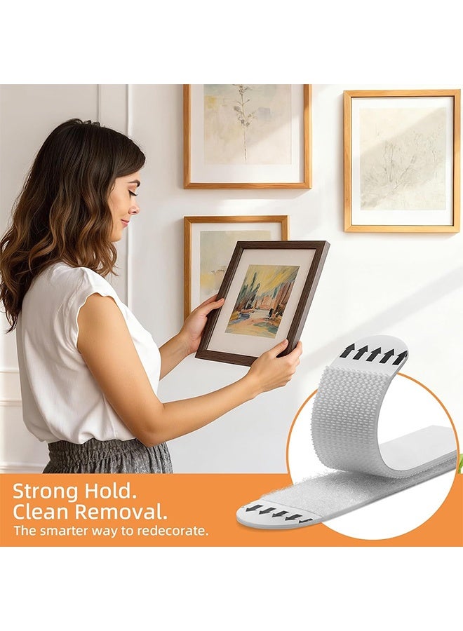 72PCS Picture Hanging Strips,Large No Nail Wall Hooks,Heavy Duty Photo Frame Hanger,Damage-Free Adhesive Strips,Removable Frame Mounting Strips for Home Decor Office Organization and Wall Art (White) - Image 2